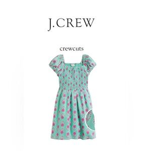J.Crew NWT Crewcuts Block Print Smocked Teal and Pink Floral Dress Size 2